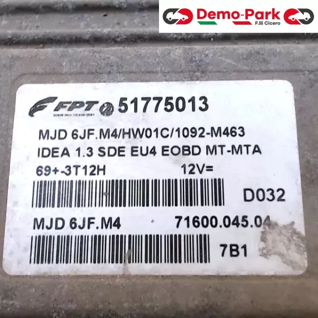 CENTRALINA MOTORE FIAT IDEA Fiat IDEA 1.3 MJET 51775013 1